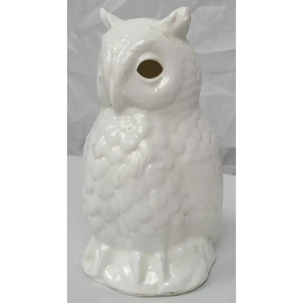 White Ceramic Pottery Owl Candle Holder From Phillipines